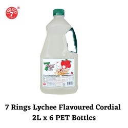 6 Bottles 7 Rings 2L Lychee Flavoured Cordial