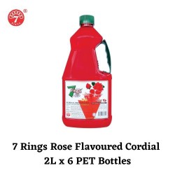 6 Bottles 7 Rings 2L Rose Flavoured Cordial