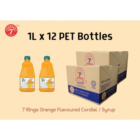 12Bottles 7 Rings 1L Orange Flavoured Cordial 12Bottles 7 Rings 1L Orange Flavoured Cordial