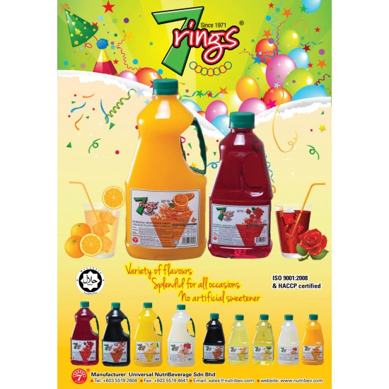 7 Rings 2L Rose Flavoured Cordial
