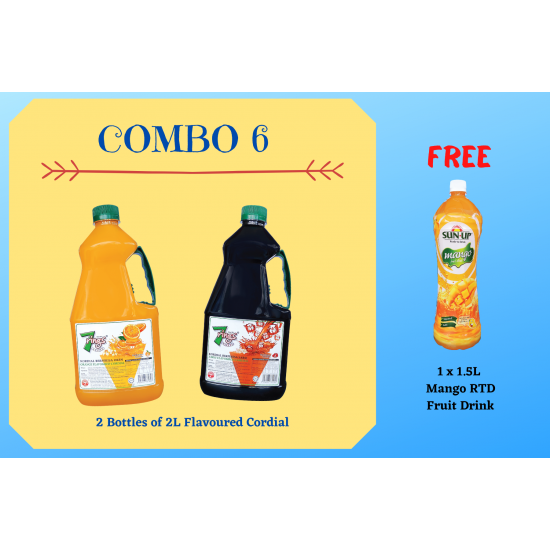 Combo 6 (2 bottles 7 Rings 2L Flavoured Cordial) Combo 6 (2 bottles 7 Rings 2L Flavoured Cordial)