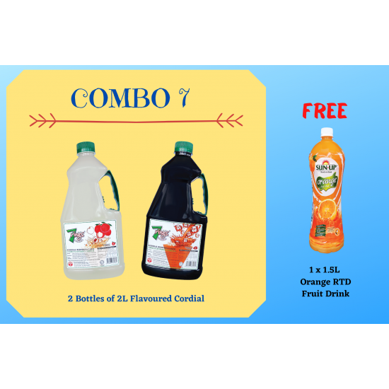 Combo 7 (2 bottles 7 Rings 2L Flavoured Cordial) Combo 7 (2 bottles 7 Rings 2L Flavoured Cordial)