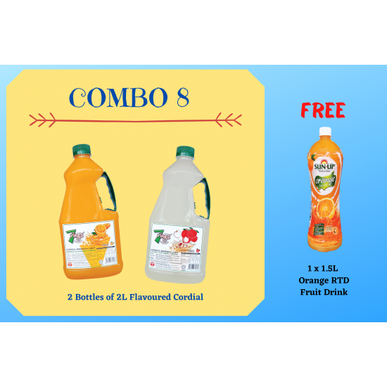 Combo 8 (2 bottles 7 Rings 2L Flavoured Cordial) Combo 8 (2 bottles 7 Rings 2L Flavoured Cordial)
