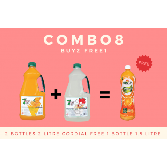 Combo 8 (2 bottles 7 Rings 2L Flavoured Cordial) Combo 8 (2 bottles 7 Rings 2L Flavoured Cordial)